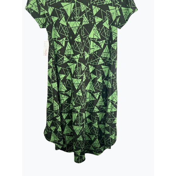 Lularoe Carly Geometric Print Green & Black Short Sleeve Dress Small - Picture 3 of 14